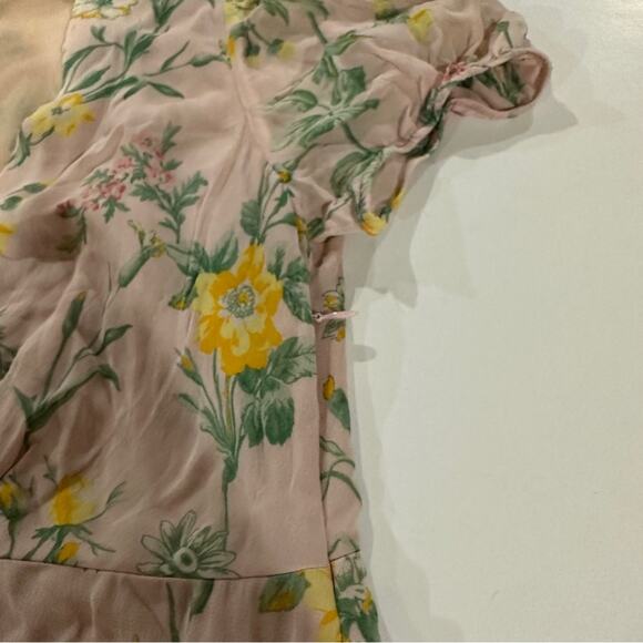 Zara Light Pink Floral Ruffle Asymmetrical Slit Midi‎ Dress Size S - Picture 7 of 12